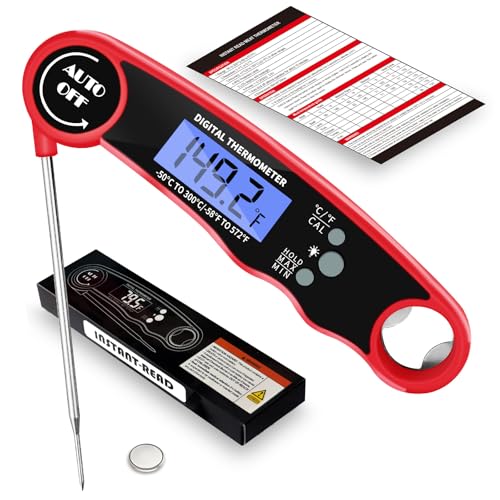 Meat Thermometer Digital, Instant Read Food Thermometer for Cooking Grill BBQ Fryer, Waterproof & Backlit Display Digital Meat Thermometer - Kitchen Gadgets, Turkey Thermometer