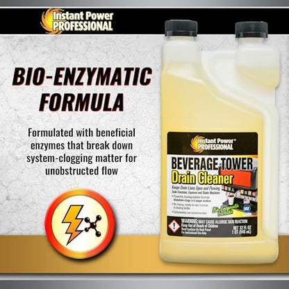 Instant Power Beverage Tower Drain Cleaner - Sink Clog Remover, Drain Defense for Beverage Systems, Made in USA - 32 Fl Oz 12 Pack - size: 12 Pack