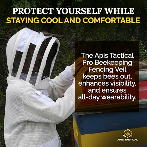 Bee Keeper Hat with Veil, Ventilated Fencing-Style Beekeeping Veil, Bee Protective Gear for Men & Women, Comfortable Mesh for Beekeeping, Beekeeping Supplies - S/M/L - size: S/M/L