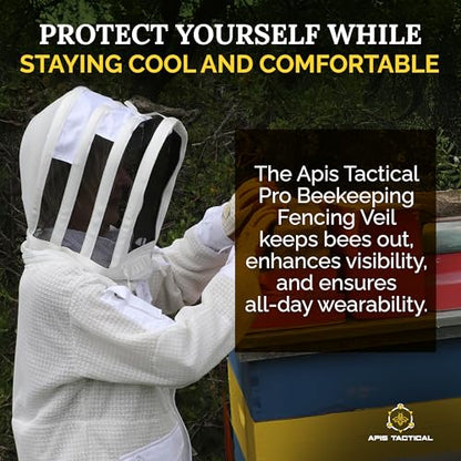 Bee Keeper Hat with Veil, Ventilated Fencing-Style Beekeeping Veil, Bee Protective Gear for Men & Women, Comfortable Mesh for Beekeeping, Beekeeping Supplies - S/M/L - size: S/M/L