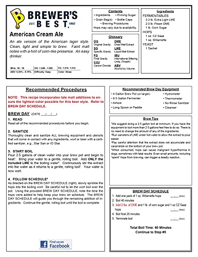 American Cream Ale Homebrew Beer Ingredient Kit