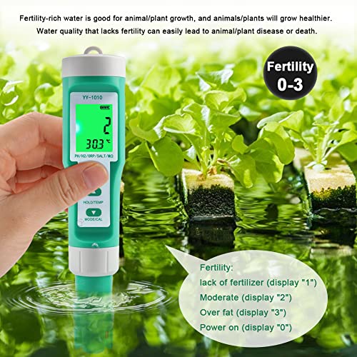 Hydrogen Water Tester 10 in 1 Resistivity/Fertility/H2/pH/TDS/EC/ORP/S.G/Salt/Temp Meter with ATC pH Meter,0.01 High Accuracy pH Tester Digital,TDS Meter PPM Meter for Drinking,Hydroponics,Pool. - size: 10-1