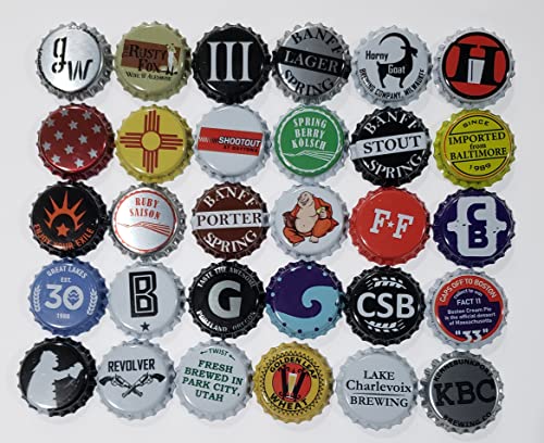 100 Craft Beer Bottle Caps, Few Repeats, No Dents, Huge Variety of Assorted Crown Caps