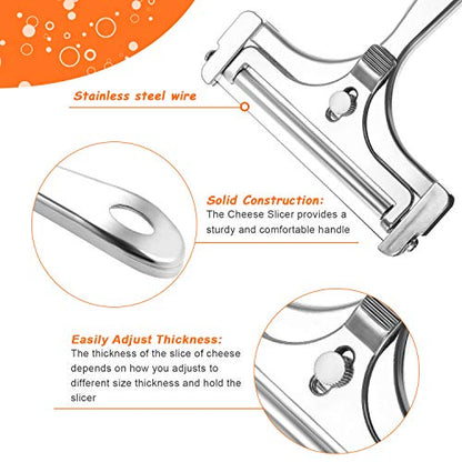 Boao 2 Pack Wire Cheese Slicer Stainless Steel Handheld Cheese Cutter Angle Adjustable Shaver Replacement Kitchen Cooking Tool for Mozzarella Cheddar Gruyere(Silver) - color: Silver