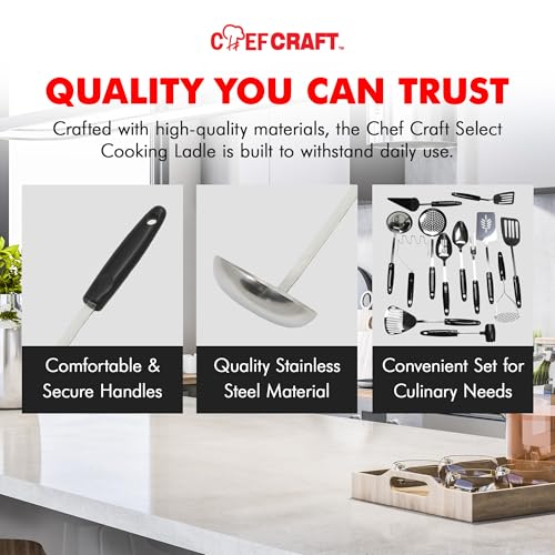 Chef Craft Select Cooking Ladle, 11.5 inch, Stainless Steel - size: 11.5 inch, style: Cooking Ladle