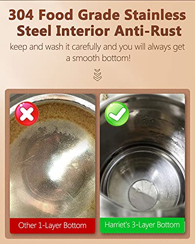 Harriet Gooseneck Kettle with Thermometer for Pour Over Coffee and Tea, 37 fl oz, Stainless Steel, Durable 3-Layer Base, Ideal Spout for Precision Pouring, Compatible with all Stove Tops - color: Stainless Steel