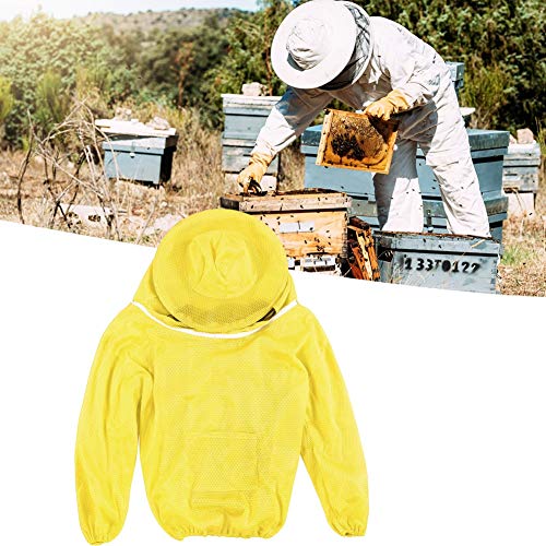 Beekeeping Jacket, Bee Suit Bee Jacket with Veil Professional Ventilated Beekeeper Suit Beekeeping Tools (Yellow) - color: Yellow