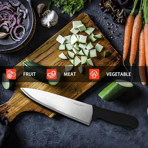 8 inch Japanese High Carbon Stainless Steel Chef Knife Set, Professional Extra Sharp Wide Cook Knife with Non-slip Ergonomic Handle, for Kitchen Home Restaurant - color: Black