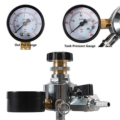LUCKEG CO2 Regulator CGA320 Home Brewing Regulator Kit Beer Regulator Co2 Pressure Regulator with Safety Pressure Relief Valve for CO2 Tank keg kegging
