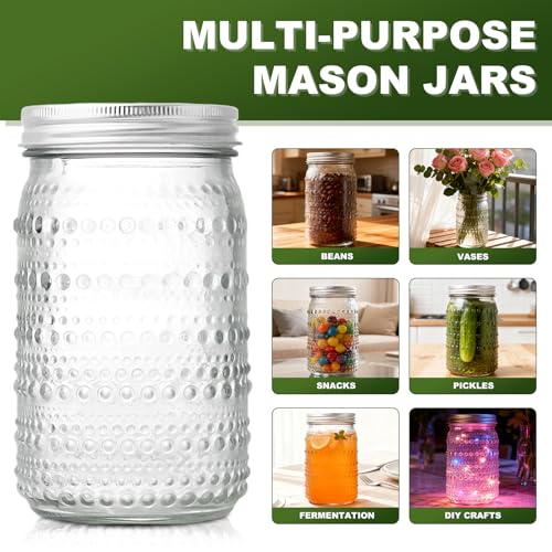Wide Mouth Mason Jars 32 oz, 4 Pack Glass Canning Jars with Airtight Lids & Bands, Large Leak Proof Storage Containers for Canning, Pickling, Fermenting, Crafts & Pantry Organization