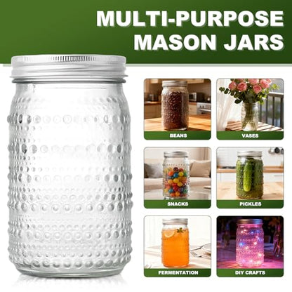 Wide Mouth Mason Jars 32 oz, 4 Pack Glass Canning Jars with Airtight Lids & Bands, Large Leak Proof Storage Containers for Canning, Pickling, Fermenting, Crafts & Pantry Organization