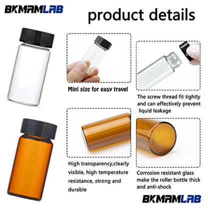 4ml Amber Small Glass Vials 100pcs with Screw Caps(100pcs) - color: Amber, size: 4ml 100pcs