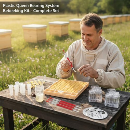 Beekeeping Supplies Kit, Plastic Queen Rearing System with Grafting Tool, Cell Cups, and Beehive Accessories for Hive Management, Grafting Tool
