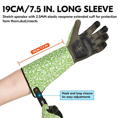 Vgo... 1 Pair Gardening Gloves Ladies,Safety Work Gloves,Long Sleeves Gauntlet,Puncture Proof,Touchscreen(Size L,Green,AL6608-FM) - color: 1 Pair - Green, size: Women's Large