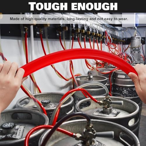 20 Ft Beer CO2 Gas Line CO2 Tubing - ID 5/16" Beer CO2 Dispensing Brewing Line with 6 PCS Hose Clamps Red PVC Tubing for Ball Lock，Gas Manifold，Keg Regulator - size: 20Ft Gas Line