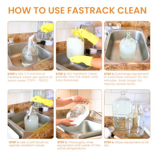FastRack FastClean 1 lb Non Caustic Cleaner for homebrewing and winemaking, Alkaline Homebrew Cleaner with Powerful Formula and Hassle-free Cleanup, Ideal Cleanser for Brewing Equipment - 16 oz - size: 16 Ounce (Pack of 1)