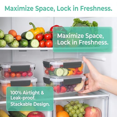 YORY 3cup Plastic Food Storage Containers With Lids For Portion Control,5pk | BPA free,Stackable and Nestable,Snaplock Lid ,Freezer Dishwasher Microwave Safe - size: 3 cups