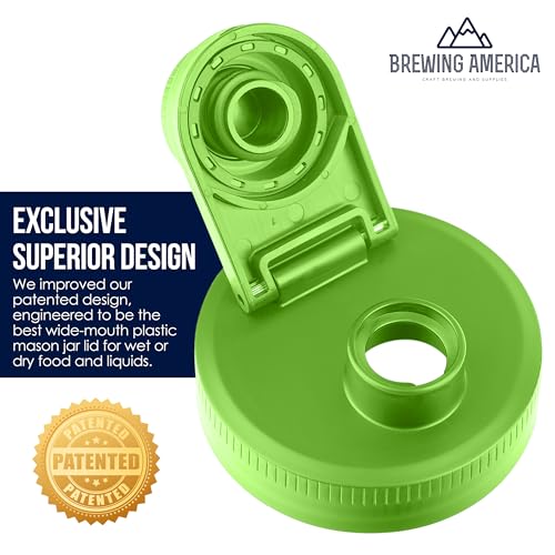 Mason Jar Lids Wide Mouth Plastic 4 Pack - With Flip Cap Screw Top Pouring Spout and Drink Hole - Fits Kerr and Ball Canning Jars - Wet/Dry Food and Liquid Storage - MADE IN USA (Spring Mixed Colors) - color: Multi Spring