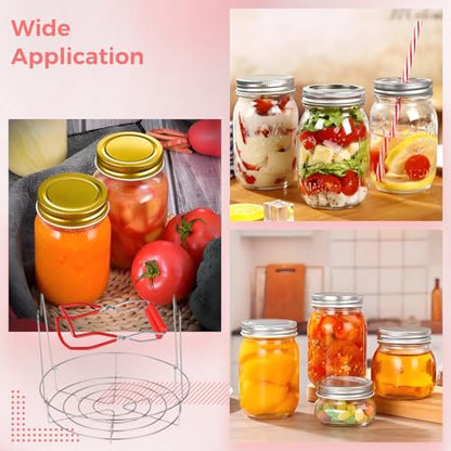 Canning Rack Jar Lifter - 11.3 Inches Canning Rack with Tong, Stainless Steel Canning Steamer Set, Canning Rack for Water Bath Canner for Wide Mouth or Regular Mouth Mason Jars, Ball Jars