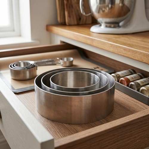 Large Round Cake Ring Set-4/6/8 Inch Biscuit Cutter Stainless Steel Circle Pancake Mold English Muffin Ring