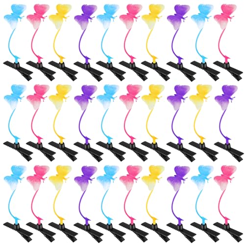 30 Pcs Bean Sprout Hair Clips Rave Mixed Style Plant Hairpins Hair Accessories for Party Irish(Butterfly) - style: Butterfly