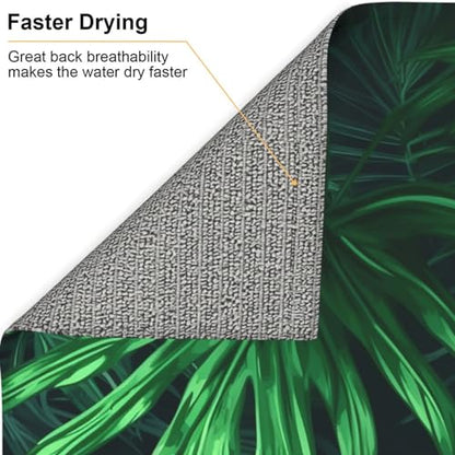 Green Tropical Jungle Plant Print Dish Drying Mat for Kitchen Counter Ultra Absorbent Microfiber Dishes Drainer Mats Washable Drying Pads for Sinks 16 x 18 In - color: Green Tropical Jungle Plant