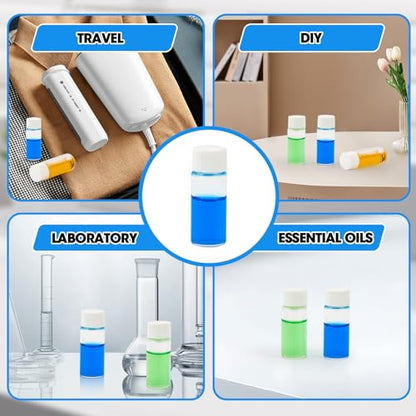4ml Clear Glass Vials with Screw Caps and Plastic Stoppers, 1 Dram Small Liquid Sample Vial, Leak-Proof Vial, 25PCS(White Cap) - color: CLEAR, size: 4ml