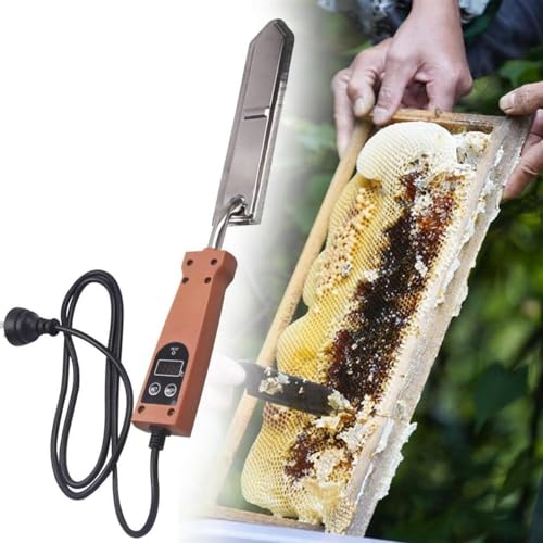 Honey Scraper Cutter Beekeeping Equipment Tools 50-180°CElectric Honey Uncapping Knife with Wood Handle Stainless Steel Blade for Beekeeper, Easy to Use