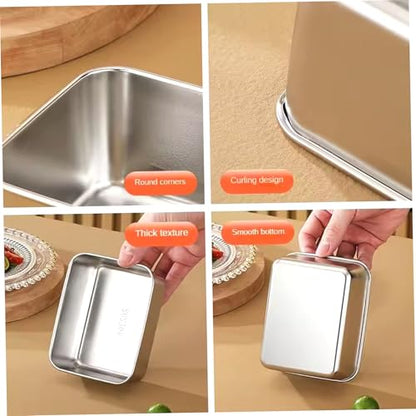 6PCS Stainless Steel Food Containers with Lids, 600ml Stackable Reusable Pizza Dough Proofing Boxes for Lunch, Meal Prep, Leftovers, Fruits Storage
