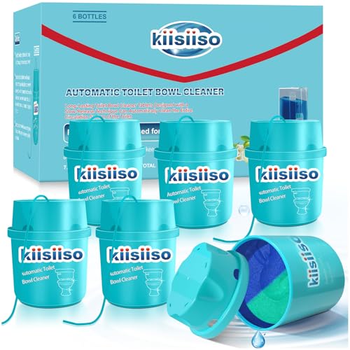 KIISIISO Toilet Bowl Cleaners-6 Pack, Automatic Toilet Tank Cleaner Tablets in Bottles, Long-Lasting Powerful Cleaning, Prevents Bathroom Stain & Odors Build Up, Septic Safe, Blue Water - size: 7.5 Ounce (Pack of 6)