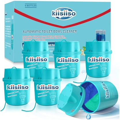 KIISIISO Toilet Bowl Cleaners-6 Pack, Automatic Toilet Tank Cleaner Tablets in Bottles, Long-Lasting Powerful Cleaning, Prevents Bathroom Stain & Odors Build Up, Septic Safe, Blue Water - size: 7.5 Ounce (Pack of 6)