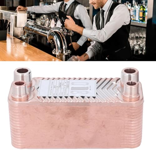 Plate Heat Exchanger, Homebrew Beer Wort Chiller, EATB12‑30 304 Stainless Steel Brazed Plate Heat Exchanger for Floor Heating, Water Heating, Snow Melting