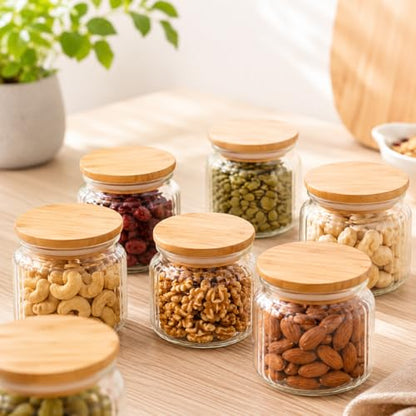 Bamboo Mason Jar Lids - 86mm/3.4 Inch Reusable Wide Mouth Mason Jar Lids, Wooden Mason Jar Lids with Silicone Sealing, 100% Fit & Airtight for Wide Mouth Mason Jars (6 Pack Wide Lids)