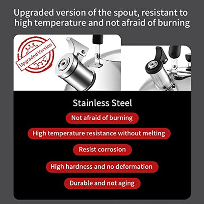 304 Stainless Steel Whistling Tea Kettle 2.1 Quart/2L, Suitable to Boiling Water & Tea on Induction Stove, Gas Stove Top - color: Silver, size: 2.1 Quarts