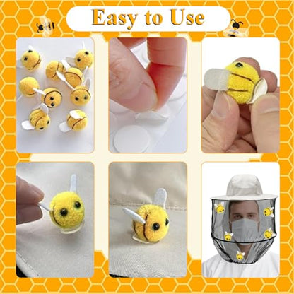 Beekeeper Costume Set - Full Beekeeping Suit with Veil Hat, Gloves, Yellow Bucket, Felt Bees & Adhesive Dots for Halloween - size: 3X-Large