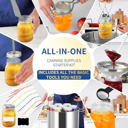 Gemfino Canning Supplies Starter Kit with Canning Rack,Canning Kit for Beginners - color: Gray