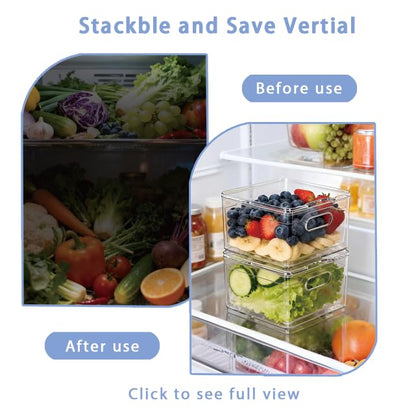 2 Pack Fruit Storage Containers for Fridge with Lid & Drain Basket | 3-in-1 Wash-Drain-Store – BPA-free clear containers keep berries/strawberries fresh, ready-to-eat in fridge.