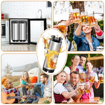 Maxdot 2 Pack New 5 Gallon Keg Ball Lock Keg Stainless Steel Beer Keg with Dual Rubber Handle Portable Corny Keg for Home Brew