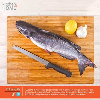 Kitchen Home Carving Bread Knife – 8” Ultra Sharp Surgical Stainless Steel Serrated All Purpose Kitchen Knife – Never Needs Sharpening - As Seen on TV and Live Demonstration