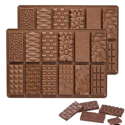 2 Pieces Silicone Break Apart Chocolate Moulds,Silicone Square Mold,Non-Stick Candy Chocolate Bar Mold,Reusable Candy Protein Silicone Chocolate Mold （C） - color: 2 Pc