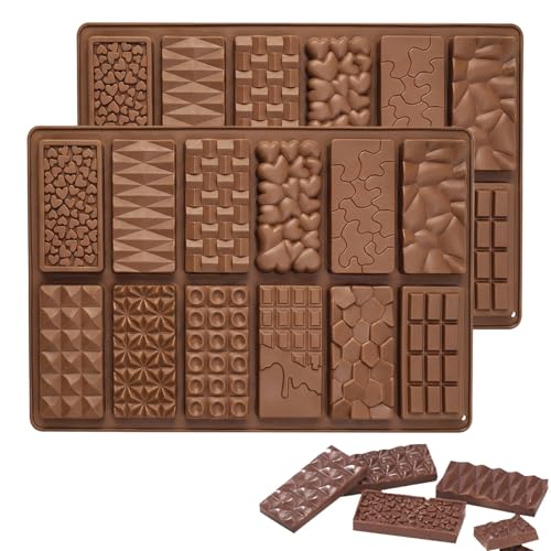 2 Pieces Silicone Break Apart Chocolate Moulds,Silicone Square Mold,Non-Stick Candy Chocolate Bar Mold,Reusable Candy Protein Silicone Chocolate Mold （C） - color: 2 Pc