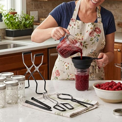 Canning Supplies Starter Kit Canner Tools for Water Bath and Pressure Canning Utensil Set includes Jar Lifter, Tongs, Funnel, Wrench, Lid Lifter for Beginners - color: Canning supplies kits