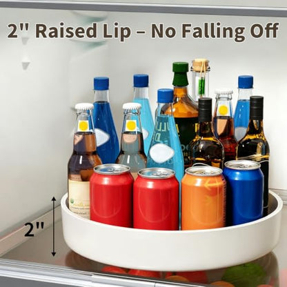 11.8" Lazy Susan Organizer for Cabinet, Turntable Spice Rack with Non-Slip Base & Raised Lip, Pantry Organization and Storage, Kitchen, Fridge, Makeup Vanity, Bathroom Countertop, Under Sink