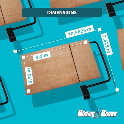 SlidingSusan Cheese Cutting Board - 11” Beech Wood with Black Stainless Steel Slicer - Charcuterie Block for Hard & Soft Cheeses, Butter, Meat – Heavy Duty Handheld Kitchen Tool