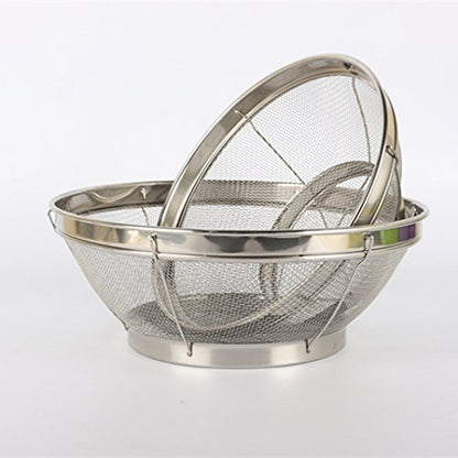 Set of 3- Wash Strainer Colander Reinforced Basket Stainless Steel Kitchen Sieve Strainer with Fine Mesh Net Quality( Straining, Draining,Wash Vegetable, Noodles)(B11861)~ We Pay Your Sales Tax
