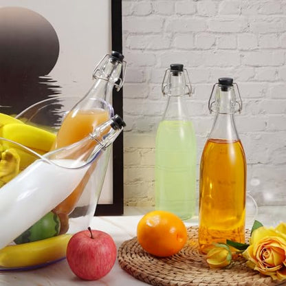 Aoriher 12 Pcs 25 oz Swing Top Glass Bottles 750 ml Glass Bottles with Black Caps for Home Brewing Kombucha Homemade Juices Beer Water Oil Vinegar Soda Syrup Kefir Beverages - color: Clear, Black