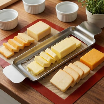 Butter Slicer Cutter,Cheese Cutters for Block Cheese, Butter Slicer with Silicone Baking Mat kit for Butter Squares, Stainless Steel Cutter