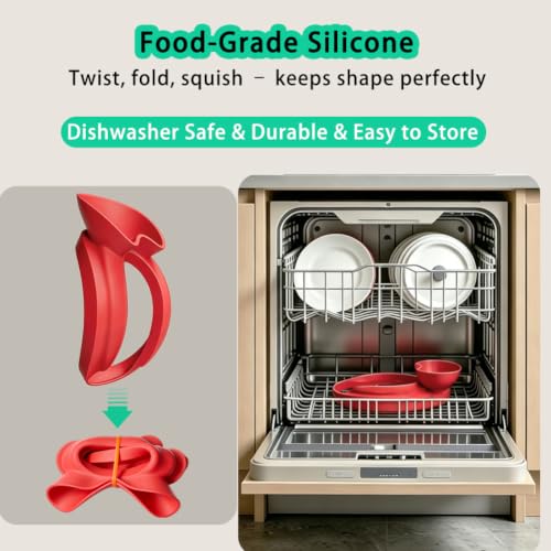 Silicone Flour Funnel with Pouring Shield for KitchenAid 4.5-5QT Mixer - color: Red