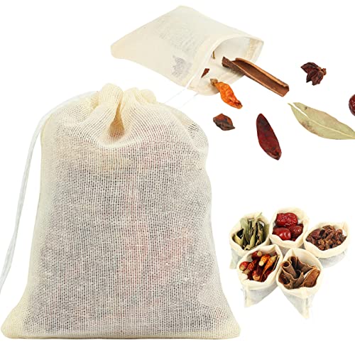YQL Spice Bags for Cooking,30PCS 3x4 Inch Muslin Bags with Drawstring Tea Filter Bags Cheesecloth Bags for Straining Reusable Natural Cotton Sachet/Herb Bags - size: 3x4inch