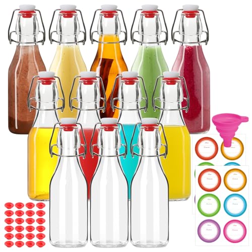 STARSIDE 12-Pack 8.5oz Swing Top Glass Bottles with Airtight Lids | Flip Top Beer Brewing Bottles with Stopper for Home Brewing, Vanilla Extract, Kombucha, Wine - size: 8.5 oz